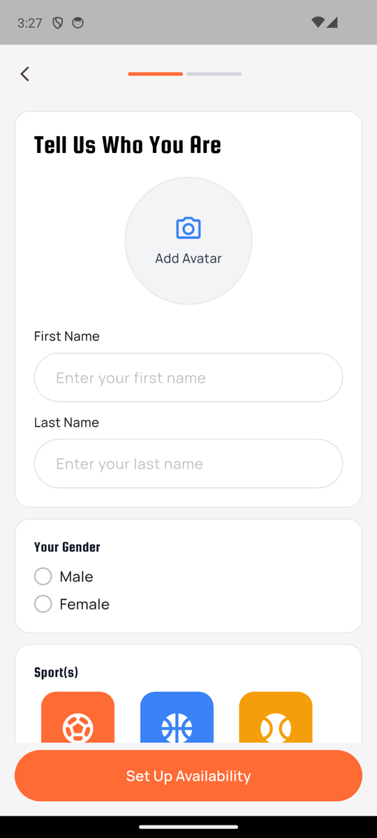 Profile setup player